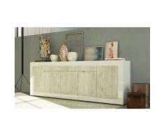 Credenza 5 ante e 1 cassettone - Bianco lucido/Cemento