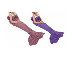 2x Coperta coda di sirena per bambini - Rosa, Viola