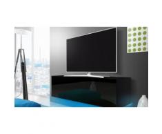 Mobile porta TV 140 cm con LED Azzurro - Nero / Nero lucido
