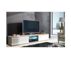 Mobile porta TV Elegant 1 - 140 cm - Quercia sonoma / Bianco lucido con LED