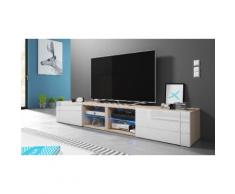 Mobile porta TV Elegant 2 Single - 100 cm - Quercia sonoma / Bianco lucido con LED
