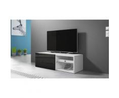Mobile porta TV Elegant 2 Single - 100 cm - Bianco opaco / nero lucido