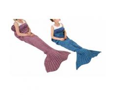 2x Coperta coda di sirena per bambini - Rosa chiaro, Blu