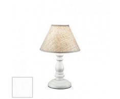 ideal lux Provence TL1 Small - Lampada da tavolo con legno e tessuto - Bianco antico