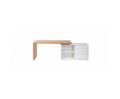 Scrivania design bianco lucido e frassino NEW MAX