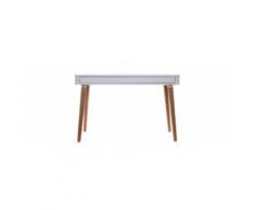 Scrivania design scandinava bianca e legno TOTEM