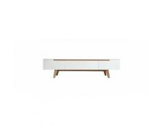 Mobile TV scandinavo bianco lucido e frassino 180cm MELKA