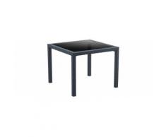 Tavolo da giardino design quadrato in resina grigia scuro TONGA