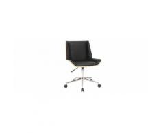 Poltrona da ufficio, di design, in poliuretano, colore: Nero e legno, modello: MELKIOR
