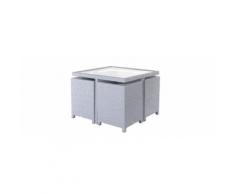 Salotto da giardino in resina intrecciata / tavolo e sedie colore grigio STILE GRECO