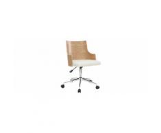Sedia da ufficio, di design, in poliuretano, colore: Bianco e legno chiaro, modello: MAYOL