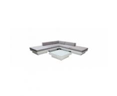Salotto da giardino completo in resina intrecciata colore bianco MAURICE