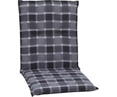 Gartenstuhl-Kissen - Cuscini per Esterno per Schienale Basso per Sedie da Giardino A Scacchi Grigio Antracite Bianco, 98 x 48 Cm