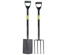 Draper 83971 Set rastrello e Pala da Giardino in Acciaio Carbonio, Colore: Blu