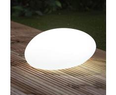 EASYmaxx Pietra Decorazione Solare con Cambio di Colore | Moderna Luce da Giardino allaperto con Telecomando | Luce Solare a Sfera per Interni ed Esterni | Impermeabile Secondo IP67