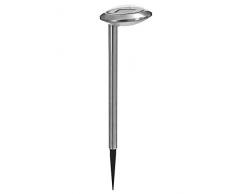 Dehner Serra - Lampada solare da vialetto Ø 15,5 cm, altezza 65 cm, acciaio INOX e plastica, colore: Argento