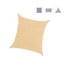 Rebecca Mobili Parasole Tenda Ombreggiante da Esterno Quadrata Beige Polietilene Stabilizzato UV con Corde Terrazza 3,6x3,6 mt (cod. RE6337)