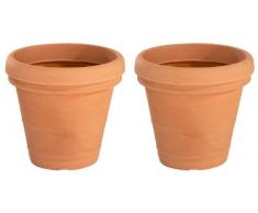 Secchio per pianta da giardino in plastica per interno ed esterno, terracotta, 2 pezzi, 40 x 36,5 cm