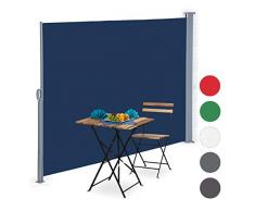 Relaxdays Tenda a Rullo Laterale, Protezione UV, Avvolgibile, Balcone, Terrazza, LxP: 180x300 cm, Blu