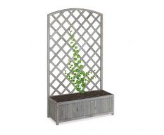 relaxdays Fioriera con Spalliera, per Rampicanti, Legno, Balcone, Giardino, Rose, Edera, HLP 153 x 90 x 35,5 cm, Grigio