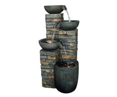 Dehner Piatto con Illuminazione a LED, ca. Fontana da Giardino in poliresina, 89 x 43 x 46 cm, Colore: Grigio/Marrone