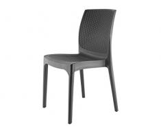 Home 2604 Sedia, Polyrattan, Grigio Antracite, 42x43x86 cm