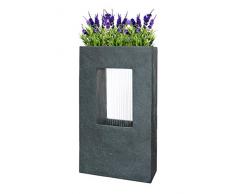 Dehner Grua con Illuminazione a LED, Effetto Pietra, ca. Fontana da Giardino in poliresina, 93 x 56 x 20 cm, Colore: Grigio Scuro