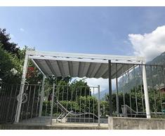 QEEQ.IT Bianca pergola Retrattile 4x4-struttura Telo Grigio Alluminio