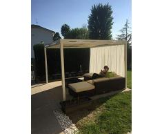 QEEQ.IT Bianca Gazebo 4x3-struttura Antracite-Telo Beige Pergola in Alluminio