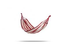 Outdoor 909 Amaca da Giardino e Campeggio | Amache in Cotone di Vari Colori | 2 moschettoni, Corda in Nylon e Borsa | per 1 Persona (200 x 100 cm) (Rosso e Bianco)