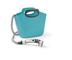 GF Garden, Aquapop 30, Tubo Estensibile da Giardino 30 Metri, in Kit pronto all’uso, con pratica Borsa – Contenitore in Plastica, per l’Irrigazione di Giardini e Balconi, colore Azzurro