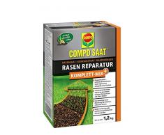 COMPO SAAT riparazione completa di tappeto erboso +, semi di erba, substrato di germi, fertilizzante per prato a lungo termine e attivatore del suolo, 1,2 kg (6 m²)