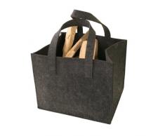 Kamino - Flam 339501 Borsa Portalegna da Interno con Manici per Trasporto, Antracite, 44x36x37 cm