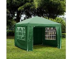 Gr8 Garden Gazebo con Lati da Esterno Impermeabile Spiaggia Party Festival Campeggio Tenda Tettoia Matrimonio Tendone Tendalino Ombra 3mx3mx2.45m - Verde