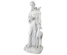 Design Toscano San Francesco dAssisi, Santo Patrono degli Animali Statua religiosa da giardino, poliresina, pietra antica, 94 cm