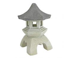Design Toscano Complemento darredo in stile asiatico Lanterna pagoda Statua da esterni, poliresina, pietra bicolore, Media 25,5 cm