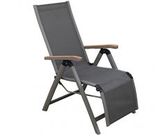 Dehner, Poltrona Relax Colmar, Pieghevole, ca. 110 x 59 x 73 cm, textilene/Alluminio/Teak FSC, Antracite