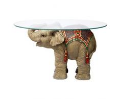 Design Toscano Elefante Jaipur Decorazione Indiana per le feste Tavolino con ripiano in vetro, poliresina, a colori, 76,25 cm