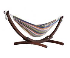 Vivere C8SPCT-31 Amaca Doppia Cotone con Solid Pine Arc Stand, Plumeria, 259x119x104 cm