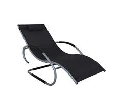 Chicreat, sedia a dondolo spaziosa, colore nero/argento, alluminio, 66 cm