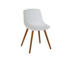 greemotion Sedia poltrona plastica giardino, balcone, esterno, sedia poltrona Halifax“ con gambe in legno di acacia FSC 100 %, capacità di carico 110 kg, ca. 52 x 81 x 58 cm, bianco