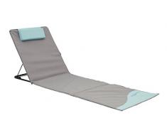 Meerweh Mare WEH Spiaggia Matte XXL con Schienale da Spiaggia, Campeggio, Picnic Coperta Circa 200 x 60 cm Sedia a Sdraio, Grigio/Blu, 200 x 60 x 68 cm