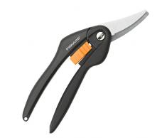 Fiskars Forbici da giardino multiuso, Lunghezza: 20,5 cm, Rivestimento antiaderente, Lama in acciaio di alta qualità, Nero/Arancione, SingleStep, SP27, 1000570