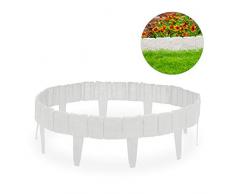 relaxdays Bordura per Prato Effetto Pietra, Recinzione da Giardino & Aiuole, 10 Pezzi, Basso, Plastica, H:10 cm, Bianco