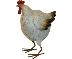 Cadix DEC201660 - Statuetta da Giardino a Forma di Gallina, 21 cm, in Metallo, Colore: Bianco