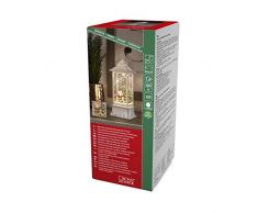 Konstsmide - Lanterna LED con Palla di Vetro e Neve, Scena di Babbo Natale e Cane, Large 27cm