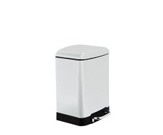 King Home P1407522/B Pattumiera Lt.6, Bianco con Pedale Chiusura Rallentata, 23X22,5X32,5H