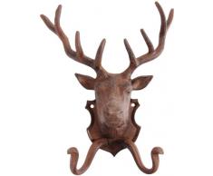 Esschert Design - Appendiabiti da Parete con 2 Ganci, 22 x 9,9 x 27,6 cm, a Forma di Cervo Colore Marrone ruggine, HSTNN-DB42