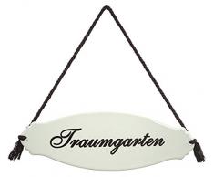 Dehner - Cartello da Giardino Traumgarten, Dimensioni Circa 30,5 x 10,5 x 0,3 cm, in Acciaio, Colore Bianco/Beige.