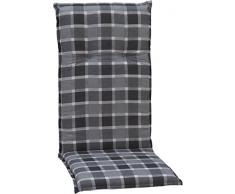Gartenstuhl-Kissen - Cuscini per Esterno per Schienale Alto per Sedie da Giardino A Scacchi Grigio Antracite Bianco, 118 x 48 Cm